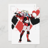 Carte Postale Batman | Harley Quinn Hearts & Diamonds Splatter (Devant / Derrière)