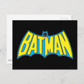 Carte Postale Batman | Logo Vintage bleu jaune (Devant / Derrière)