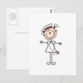 Carte Postale Bâton blanc femelle Figure Infirmière 2 Cadeaux (Devant / Derrière)