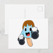 Carte Postale Bâton de glace à la musculation avec Haltères (Devant / Derrière)