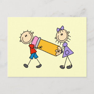Carte Postale Bâtons Enfants avec crayon