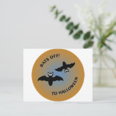 Carte Postale Bats d'Halloween bleu orange (Debout devant)