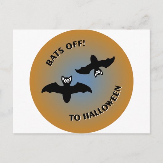 Carte Postale Bats d'Halloween bleu orange (Devant)