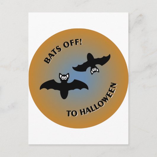 Carte Postale Bats d'Halloween bleu orange (Devant)