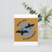 Carte Postale Bats d'Halloween bleu orange (Debout devant)