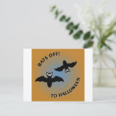 Carte Postale Bats d'Halloween bleu orange (Debout devant)