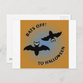 Carte Postale Bats d'Halloween bleu orange (Devant / Derrière)