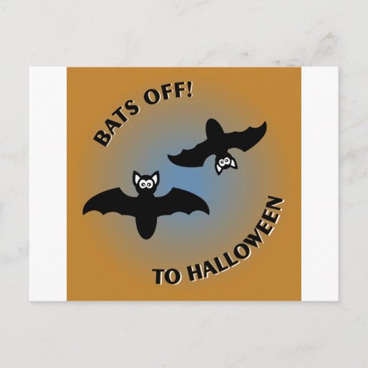 Carte Postale Bats d'Halloween bleu orange (Devant)