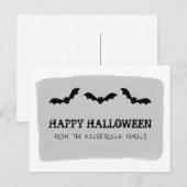Carte Postale Bats gris aquarelle Halloween (Devant / Derrière)