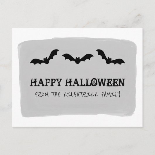 Carte Postale Bats gris aquarelle Halloween (Devant)
