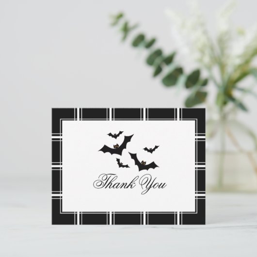 Carte Postale Bats Halloween Merci noir (Debout devant)