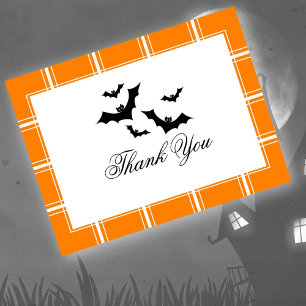 Carte Postale Bats Merci Halloween Blanc