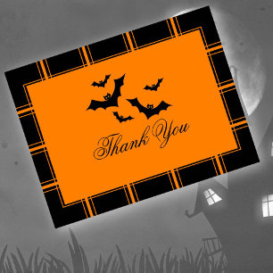 Carte Postale Bats Merci Halloween Orange