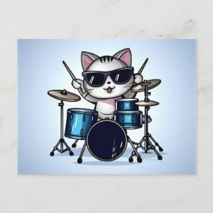 Carte Postale Batterie de chat cool vide