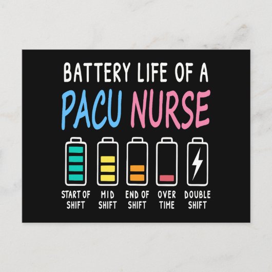 Carte Postale Battery life of a PACU nurse levels humor (Devant)