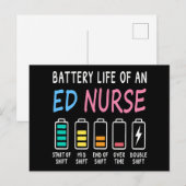 Carte Postale Battery life of an ED nurse levels humor (Devant / Derrière)