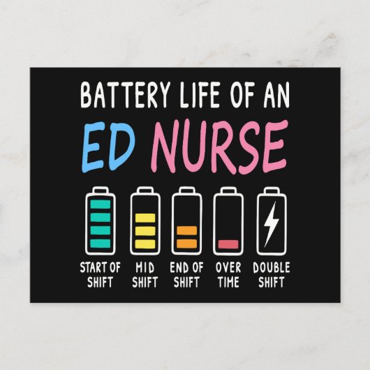 Carte Postale Battery life of an ED nurse levels humor (Devant)