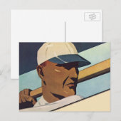 Carte Postale Batteur De Baseball vintage, Art Stylisé (Devant / Derrière)