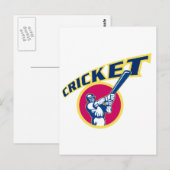 Carte Postale batteur de sport de cricket (Devant / Derrière)