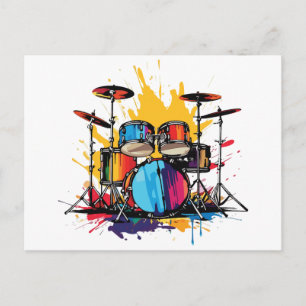 Carte Postale Batteur Peinture Éclaboussure Éclaboussures Batter