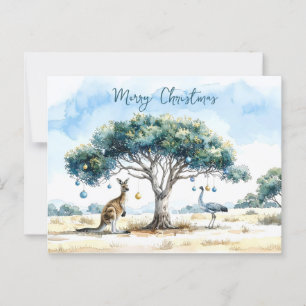 Carte Postale Baubles de Noël Kangaroo et Emu Gumtree