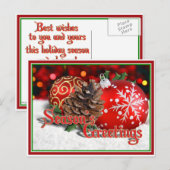 Carte Postale Baubles et cônes de pin (Devant / Derrière)