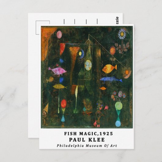 Carte Postale Bauhaus Paul Klee Fish Magic Exposition (Devant / Derrière)