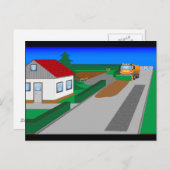 Carte Postale Baustelle mit Kehrmaschine (Devant / Derrière)