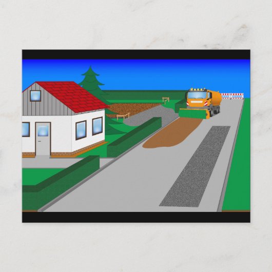 Carte Postale Baustelle mit Kehrmaschine (Devant)