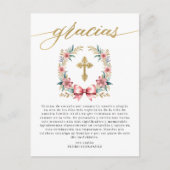 Carte Postale Bautizo Pink & Gold Merci espagnol  (Devant)