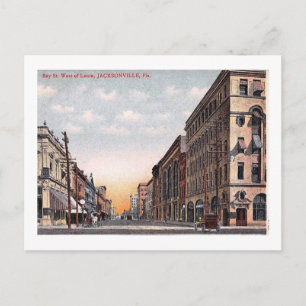 Carte Postale Bay St, Jacksonville, Floride Vintage