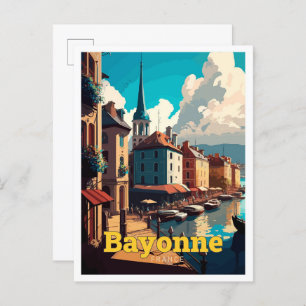 Carte Postale Bayonne France Voyage Vintage Illustration