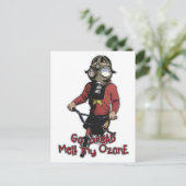 Carte Postale Bazooka Kid - Masque à gaz et vélo (Debout devant)