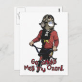 Carte Postale Bazooka Kid - Masque à gaz et vélo (Devant / Derrière)