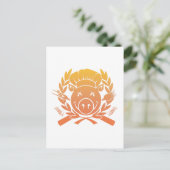 Carte Postale BBQ Crest - Fondu de coucher du soleil (Debout devant)