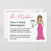 Carte Postale Be A Goddess, Have A Mammogram Wine Goddess BCA (Devant / Derrière)
