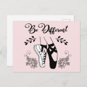 Carte Postale Be Different Ballet Chaussures Noir et Blanc (Devant / Derrière)