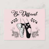 Carte Postale Be Different Ballet Chaussures Noir et Blanc (Devant)