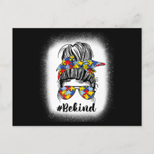 Carte Postale Be Kind Autism Awareness Messy Bun Maman Mother's