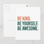 Carte Postale Be Kind. Be Yourself. Be Awesome. (Devant / Derrière)