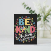 Carte Postale Be Kind Sensibilisation sur l'autisme Conception c (Debout devant)