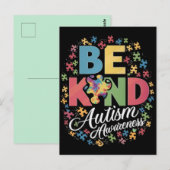 Carte Postale Be Kind Sensibilisation sur l'autisme Conception c (Devant / Derrière)
