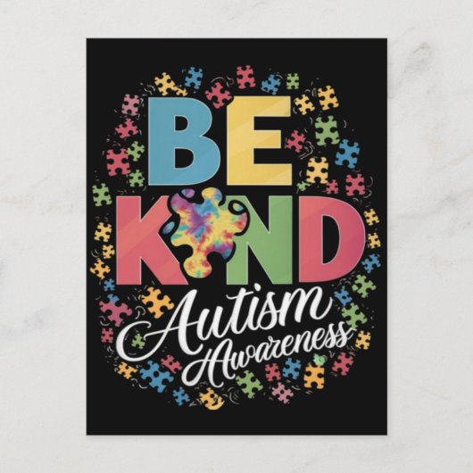 Carte Postale Be Kind Sensibilisation sur l'autisme Conception c (Devant)