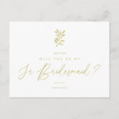Carte Postale Be My Junior Bridesmaid Golden Effect Braches (Devant)