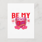 Carte Postale Be My Love Retro Heart Rose Biker Valentine   (Devant)