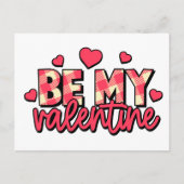 Carte Postale Be My Valentine Plaid Text (Devant)