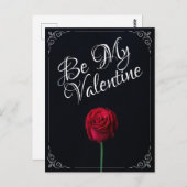 Carte Postale Be My Valentine - Rose rouge foncé (Devant / Derrière)