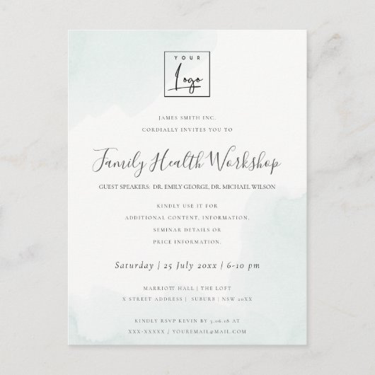 CARTE POSTALE BEACH BLUE WATERCOLOR BRUSH STROKE ATELIER (Devant)