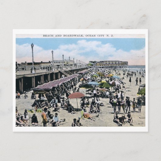 Carte Postale Beach & Boardwalk, Ocean City, NJ Vintage (Devant)