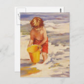 Carte Postale Beach Boy Enfant dans les vagues de l'océan (Devant / Derrière)